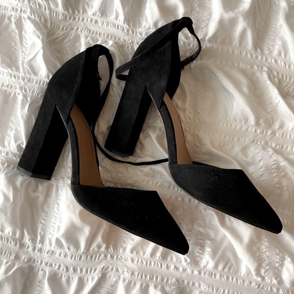 ASOS heeled black suede shoes